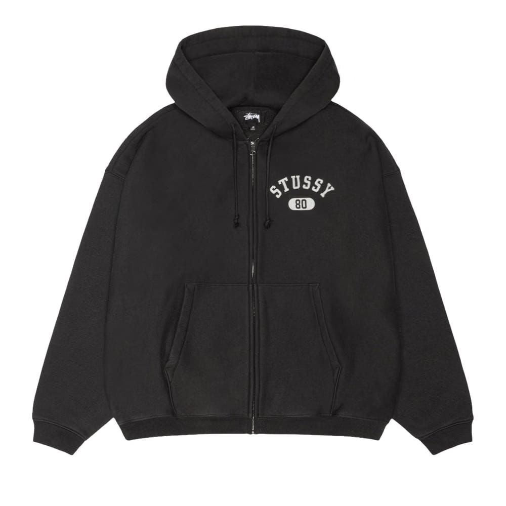 Stussy Varsity Zip Hoodie Washed Black
