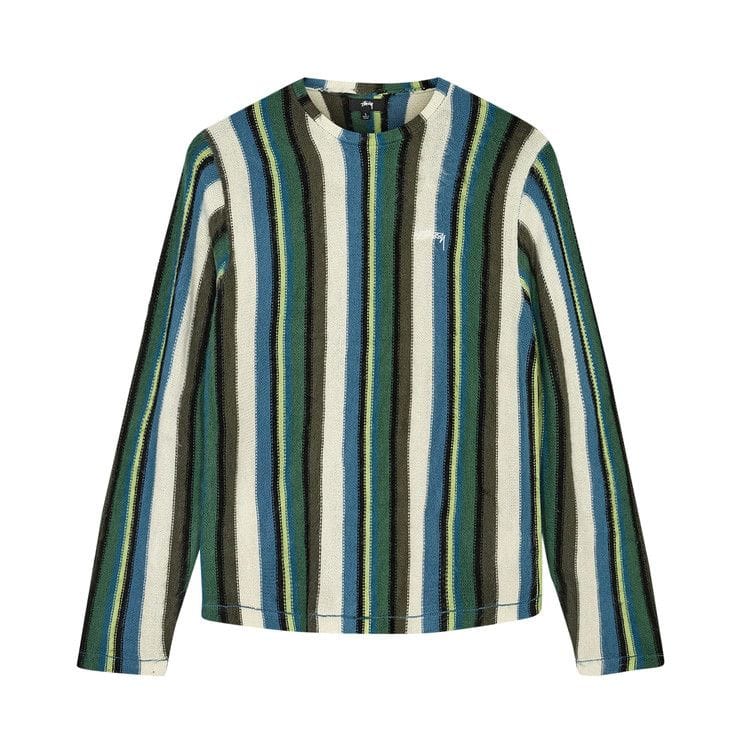 Stussy Vertical Striped Knit Crew Green