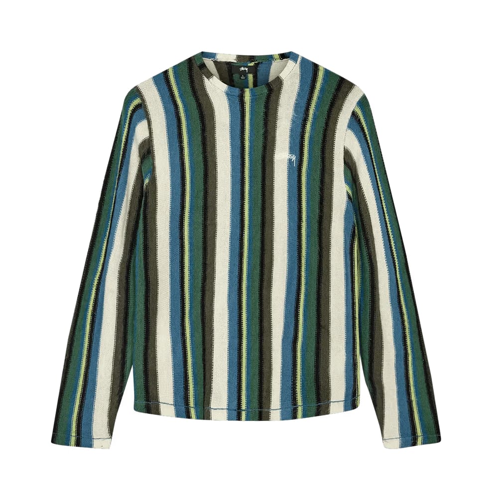 Stussy Vertical Striped Knit Crew Green