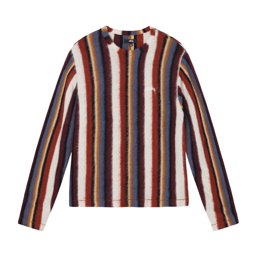 Stussy Vertical Striped Knit Crew Rust