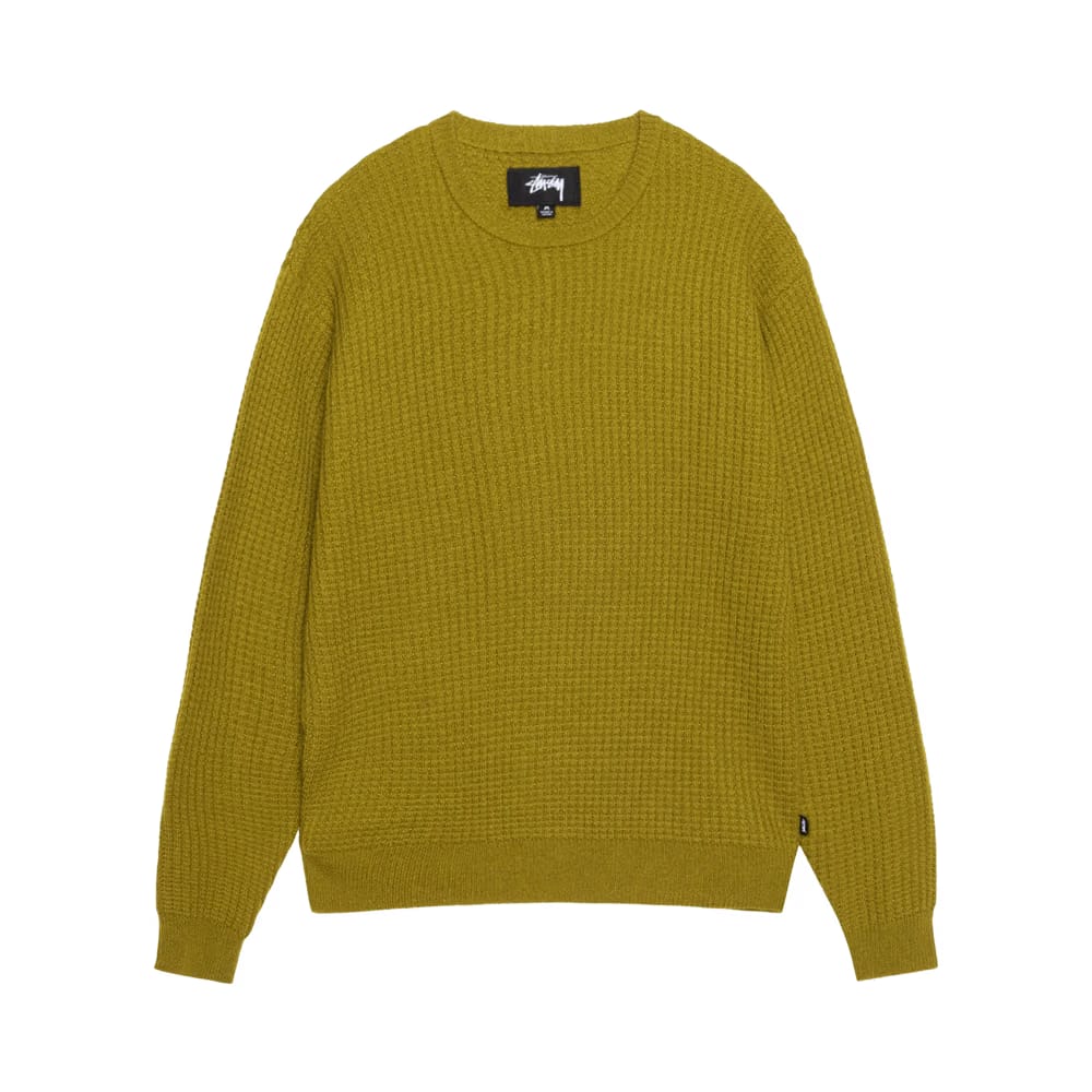 Stussy Waffle Knit Cashmere Crew Moss