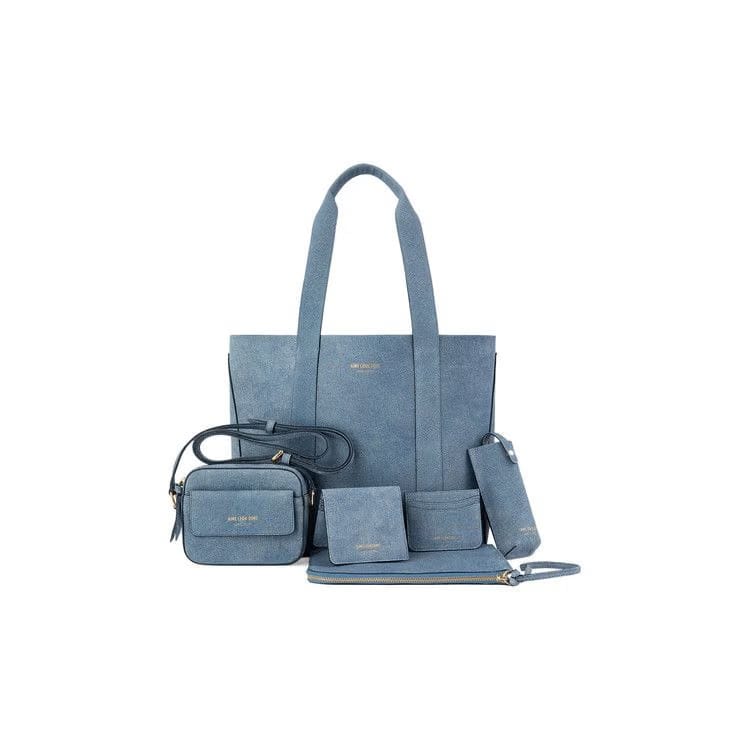 Aimé Leon Dore Denim Printed Leather Tote Bag Light Wash