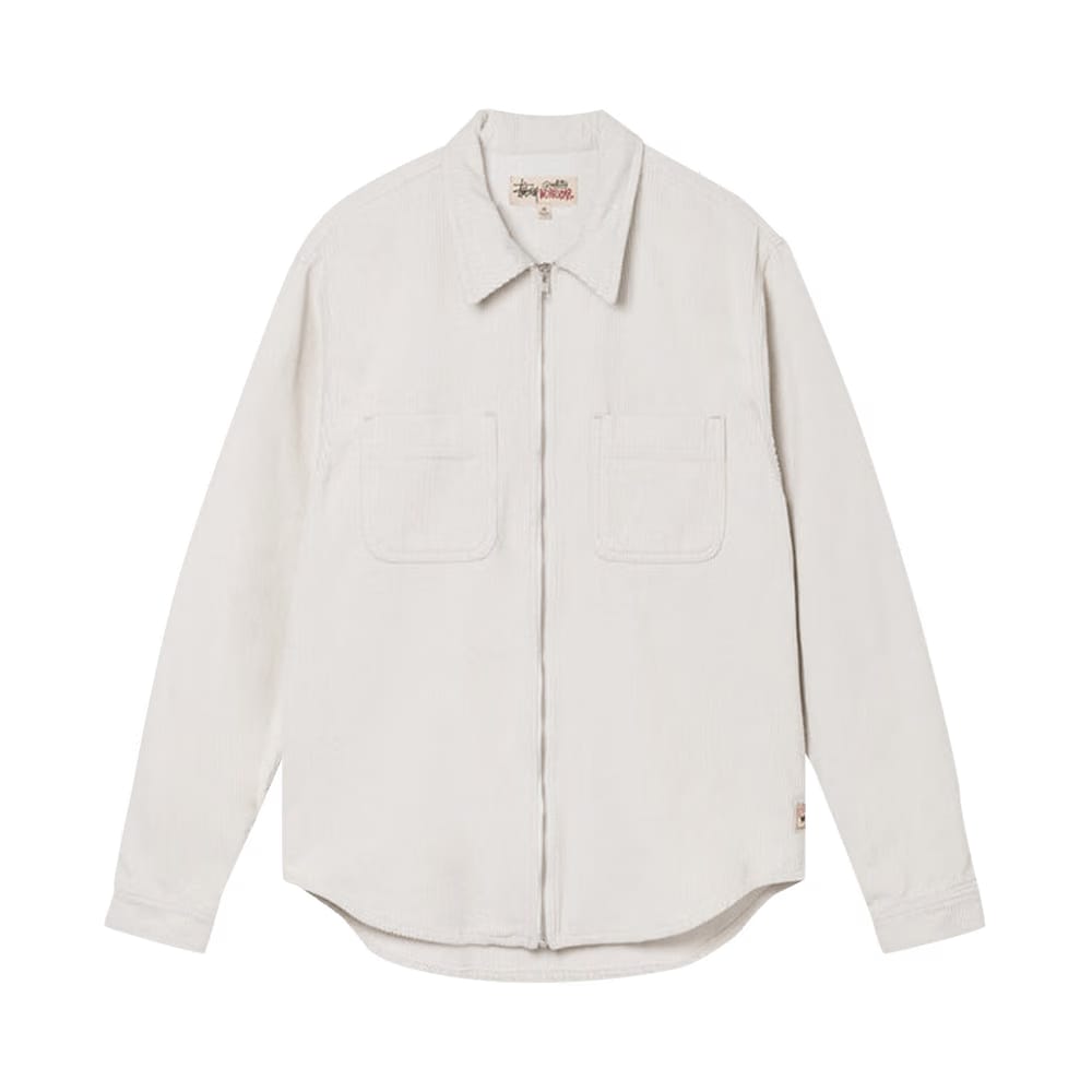 Stussy Wide Wale Cord Zip Shirt Bone