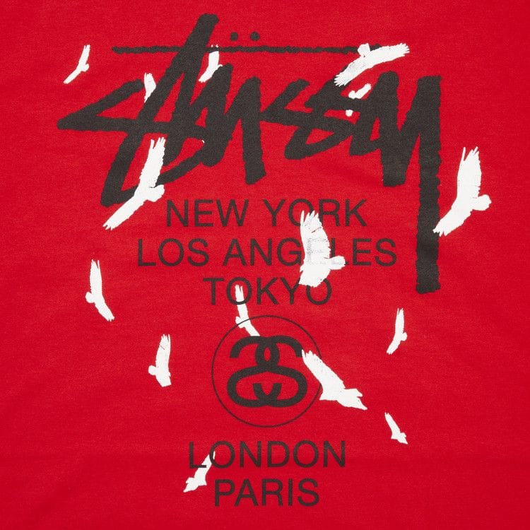 Stussy World Tour Birds T-Shirt Brite Red