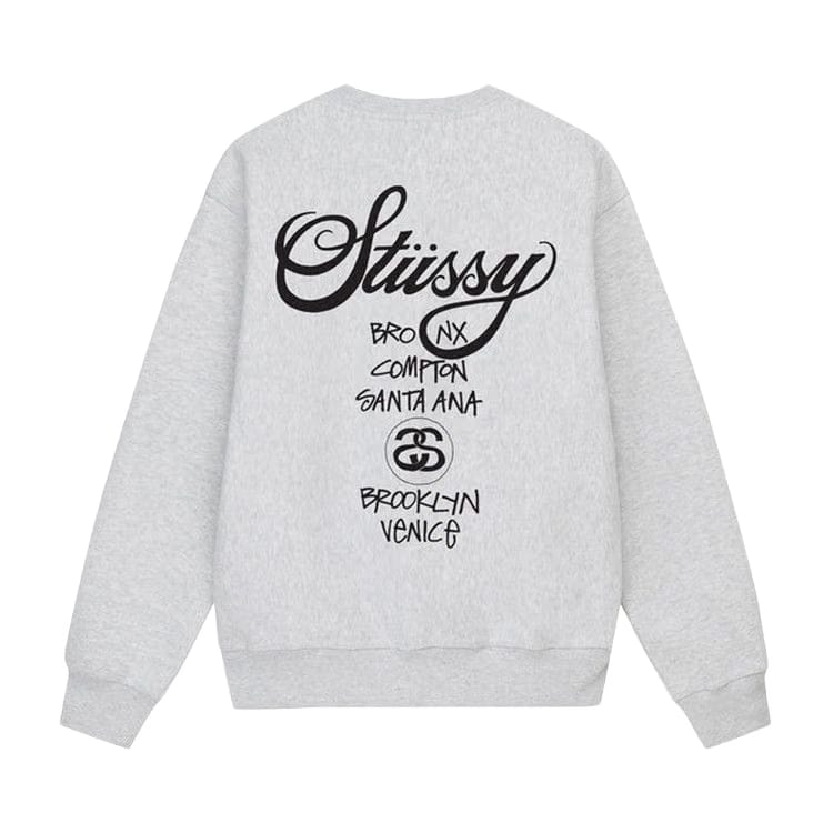 Stussy World Tour Crew Grey