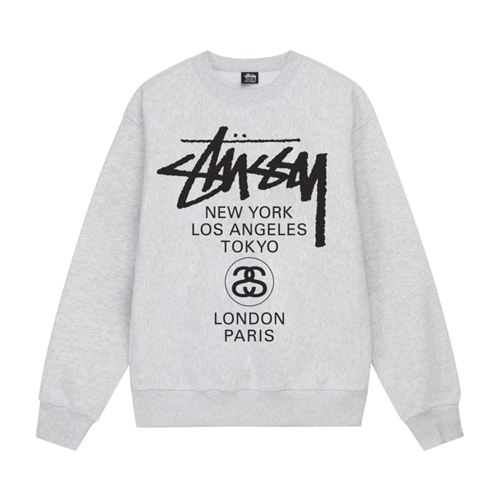 Stussy World Tour Crew Grey