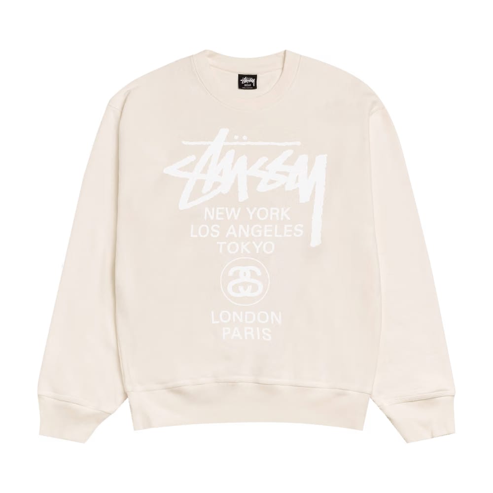 Stussy World Tour Crew Pigment Dyed Natural
