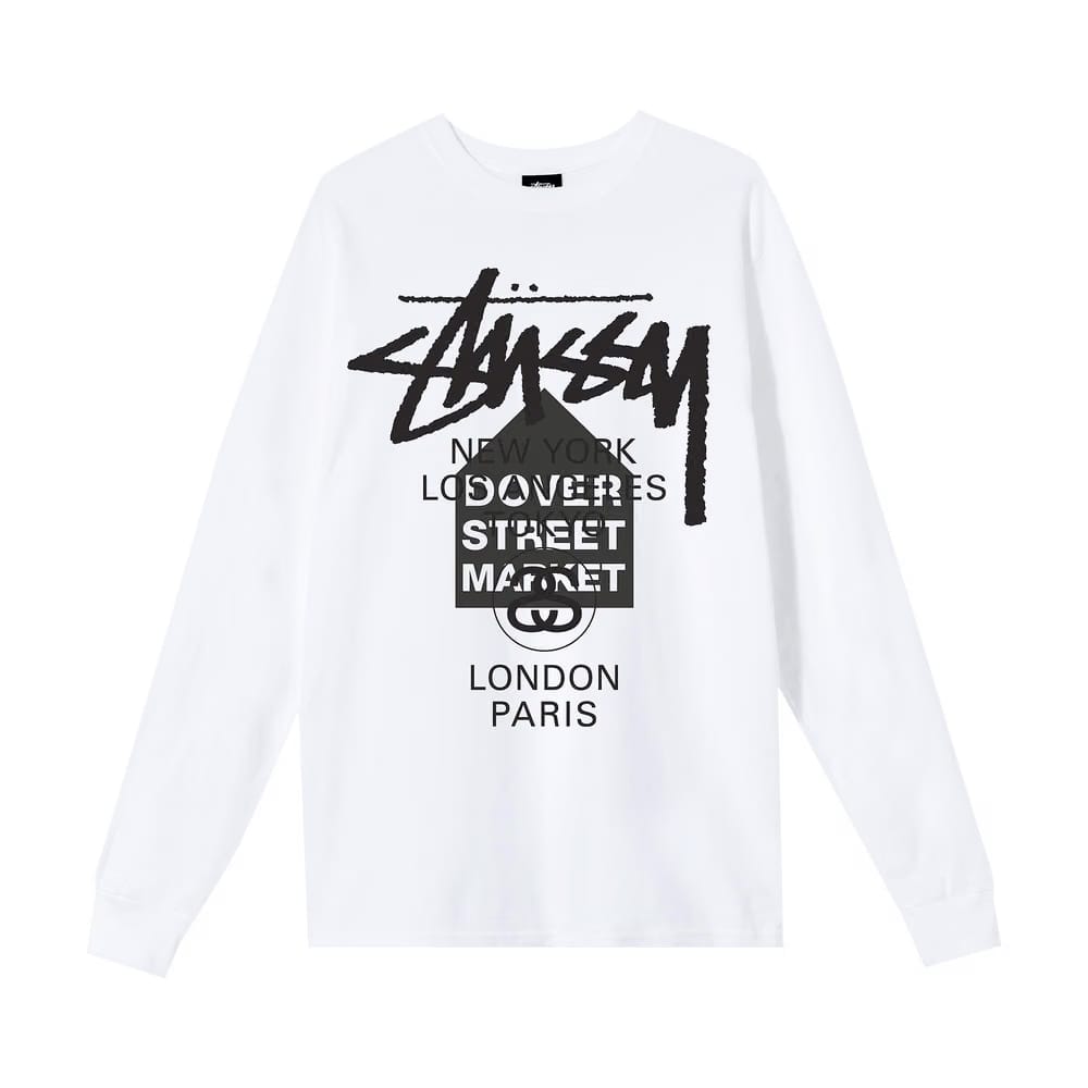 Stussy x Dover Street Market World Tour Long-Sleeve T-Shirt White