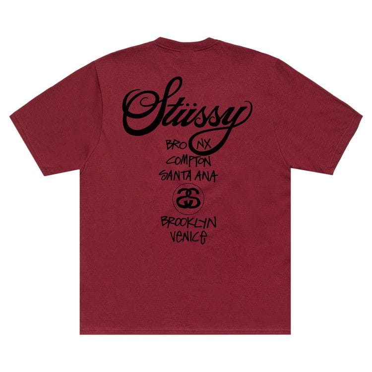 Stussy World Tour T-Shirt Wine