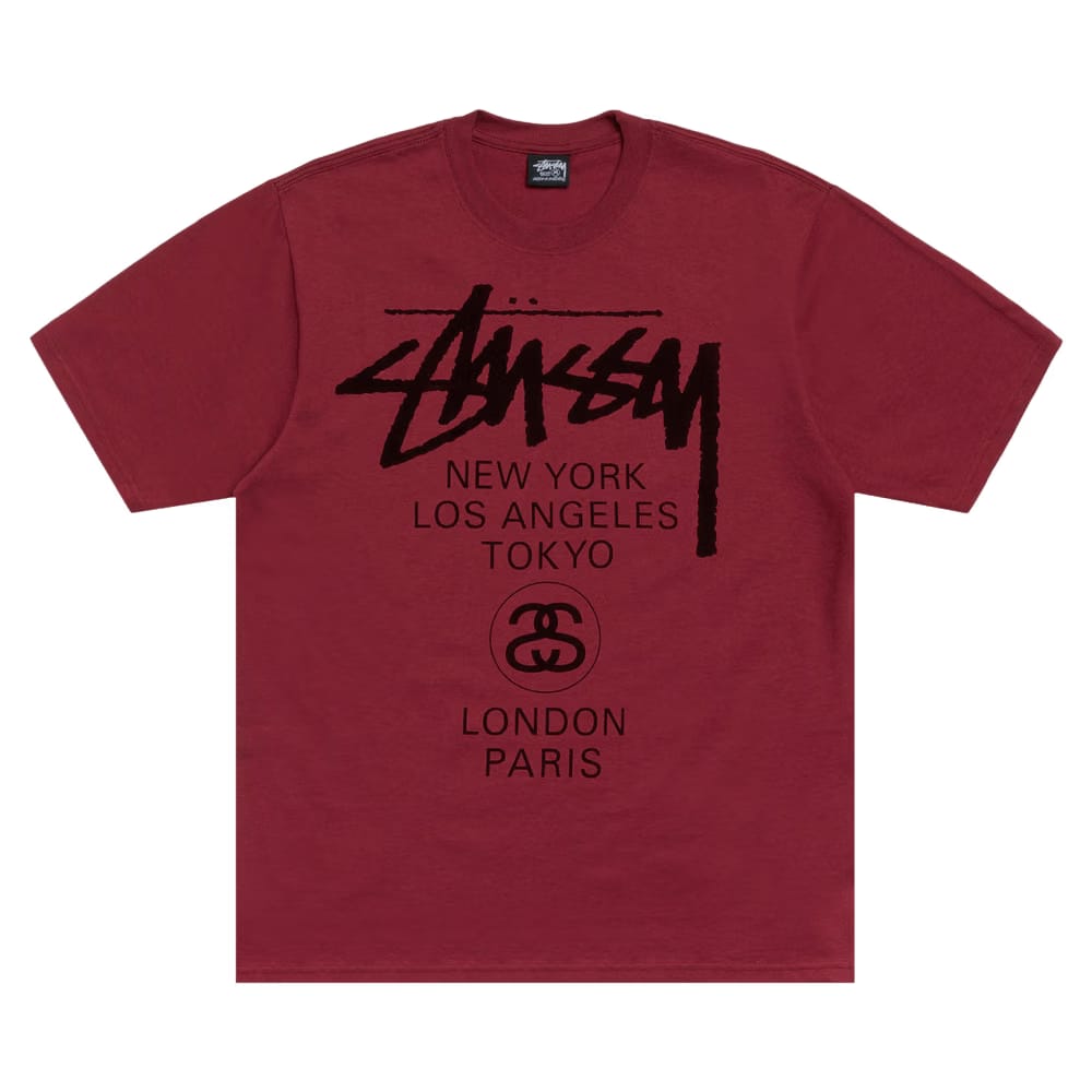 Stussy World Tour T-Shirt Wine