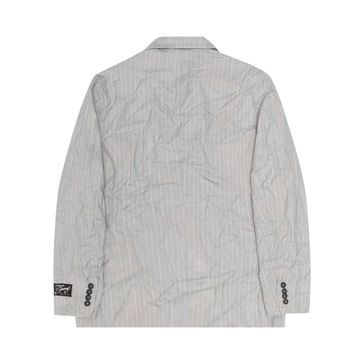 Stussy Wrinkled Stripe Double-Breasted Blazer Grey