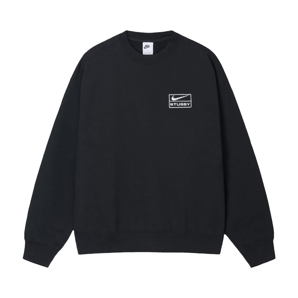 Stussy x Nike Acid Wash Fleece Crew Black
