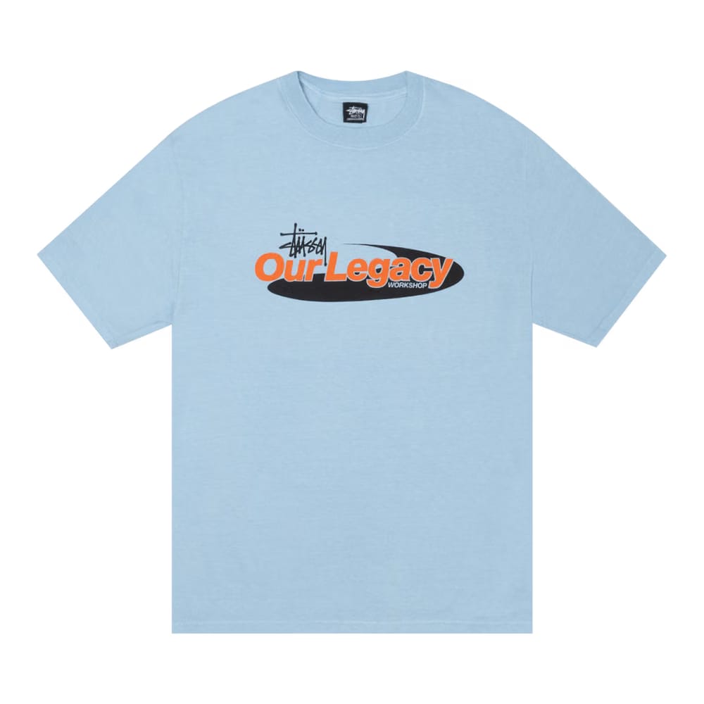 Stussy x Our Legacy Work Shop Swirl T-Shirt Pigment Dyed Baby Blue