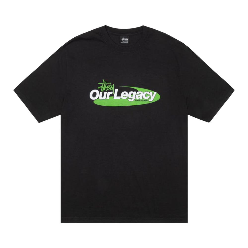 Stussy x Our Legacy Work Shop Swirl T-Shirt Pigment Dyed Black