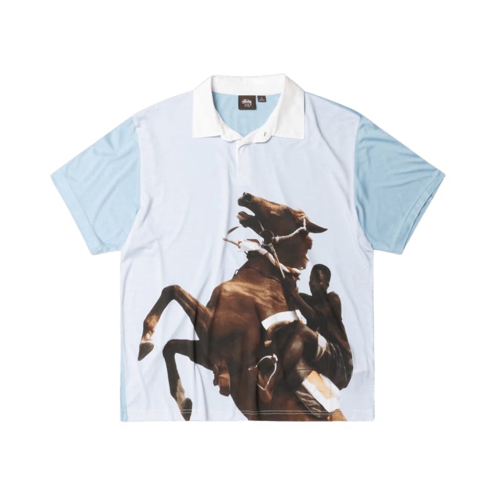 Stussy x Wales Bonner Silk Polo Blue