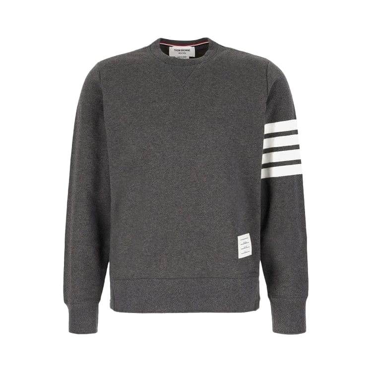 Thom Browne Classic Sweatshirt In Classic Loopback with Engineered 4 Bar Dark Grey