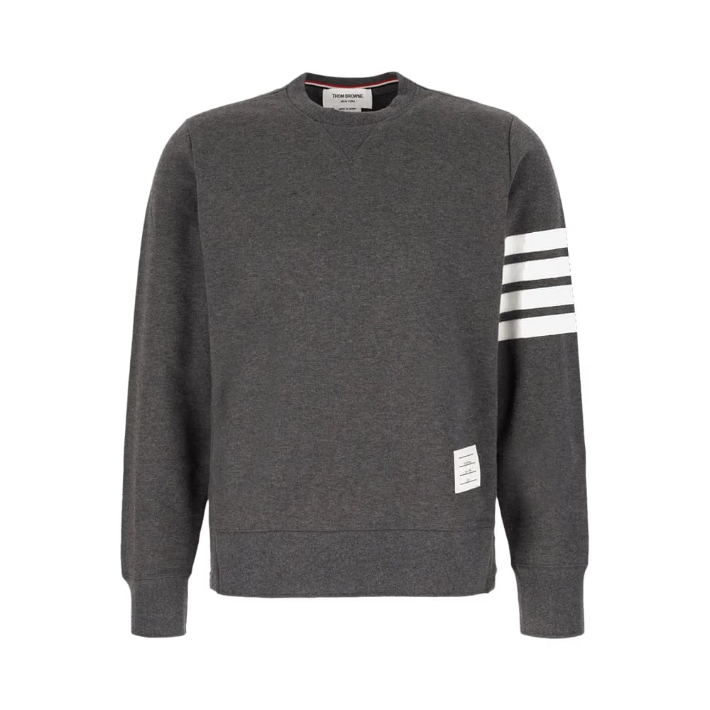 Thom Browne Classic Sweatshirt In Classic Loopback with Engineered 4 Bar Dark Grey