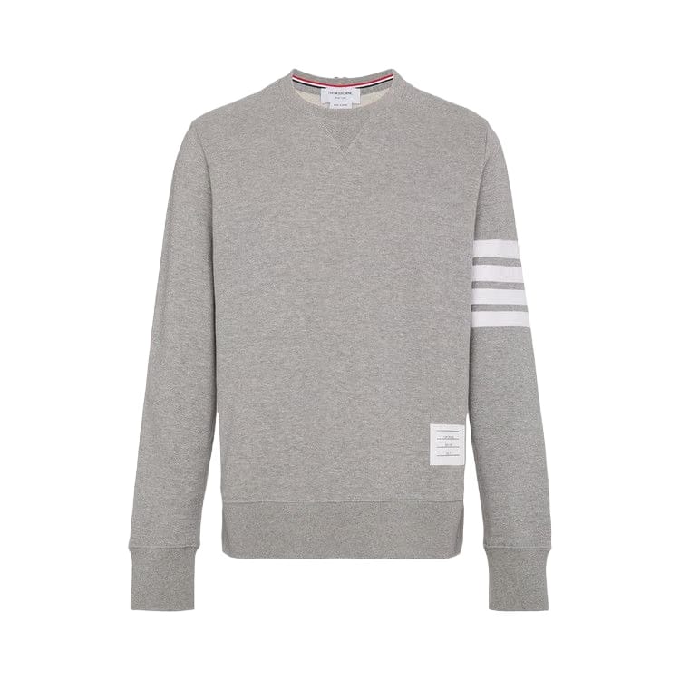 Thom Browne Classic Sweatshirt In Classic Loopback with Engineered 4 Bar Light Grey