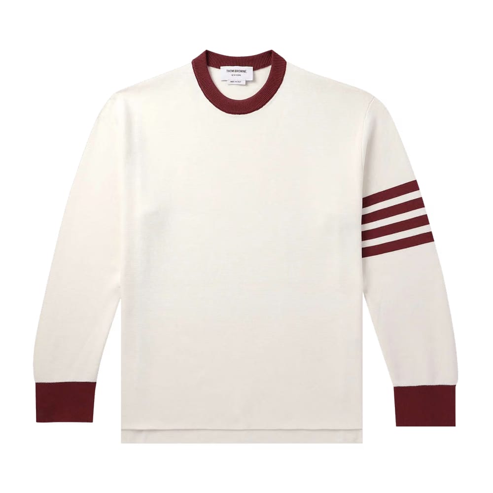 Thom Browne Rugby Fit Milani Stitch Crew Neck Pullover White