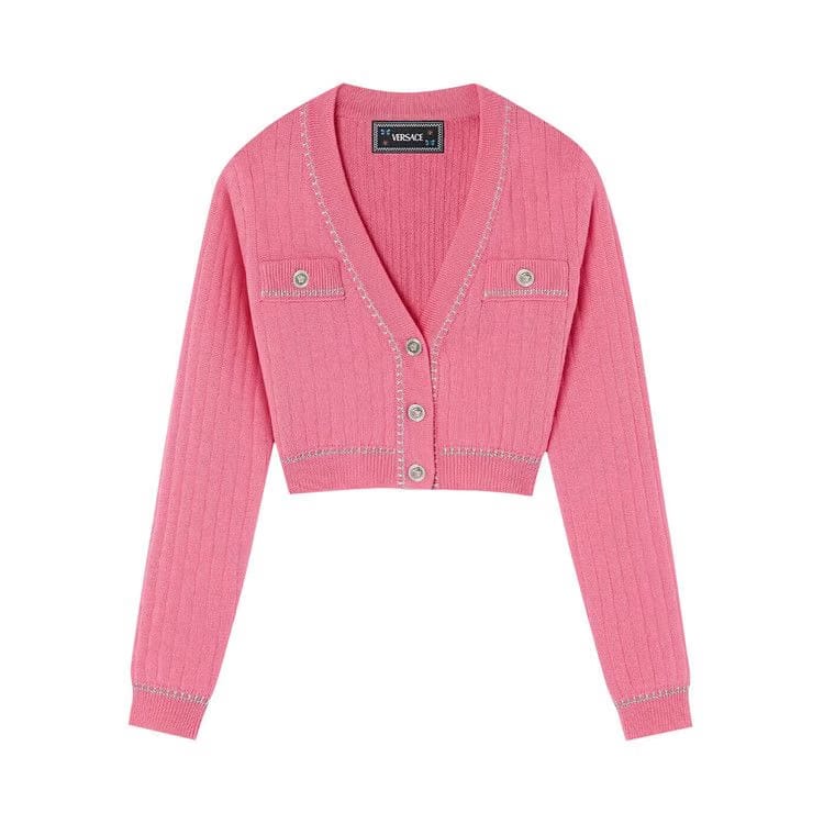 Versace Medusa Crop Knit Cardigan Flamingo