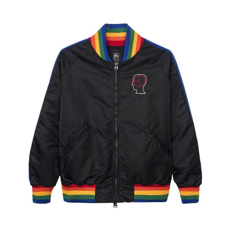 Brain Dead Records Embroidered Satin Club Jacket Black