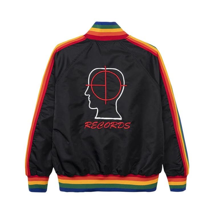 Brain Dead Records Embroidered Satin Club Jacket Black