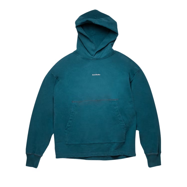 Acne Studios Logo Print Hoodie Deep Petrol