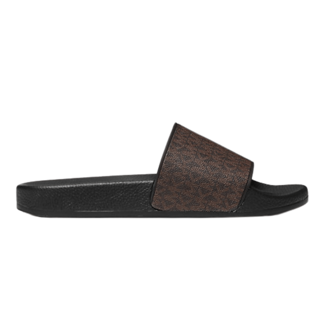 Michael Kors Mens Jake Logo Slide Sandal BROWN/BLK