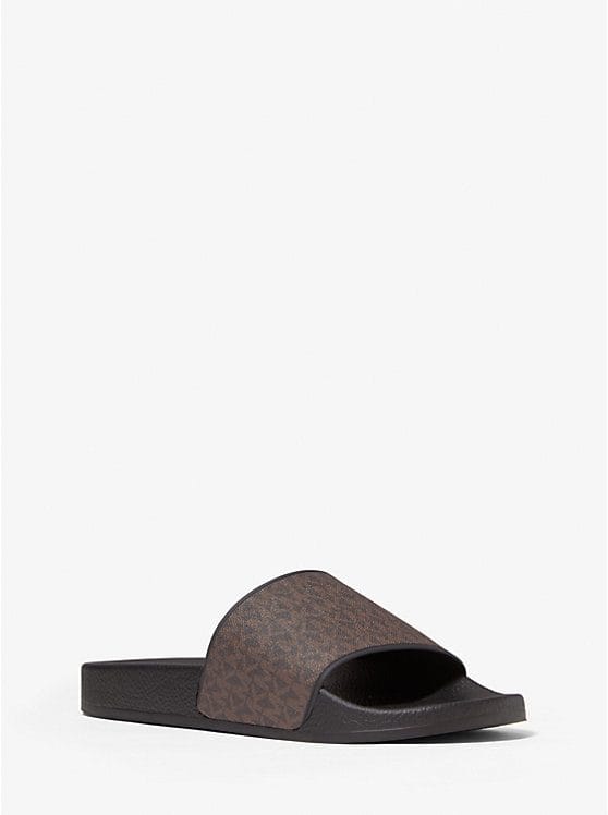 Michael Kors Mens Jake Logo Slide Sandal BROWN/BLK