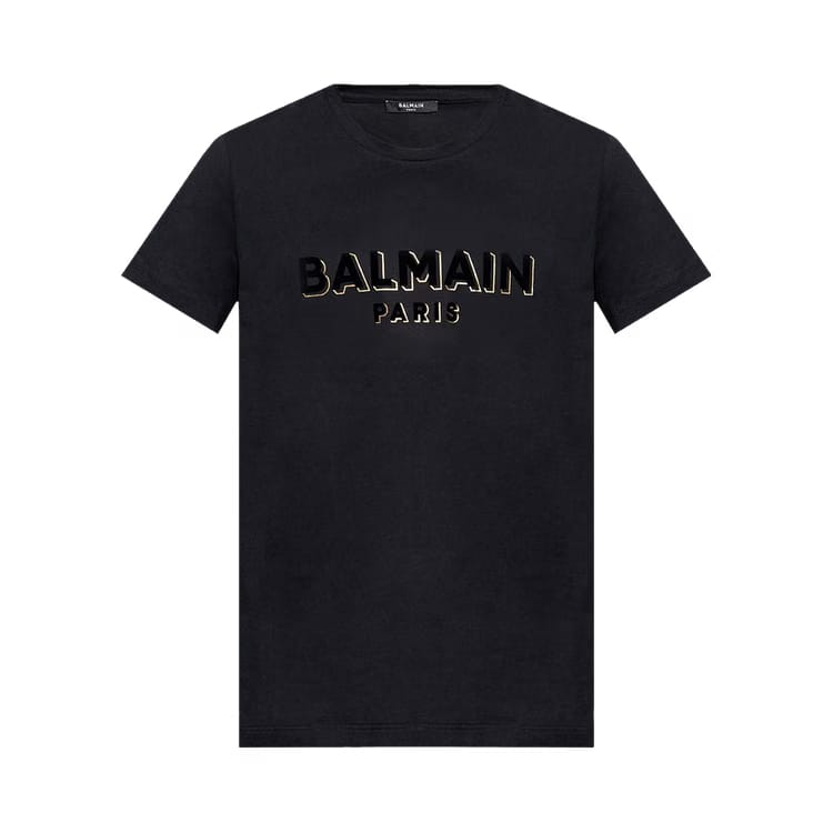 Balmain Flock And Foil T-Shirt Black/Silver