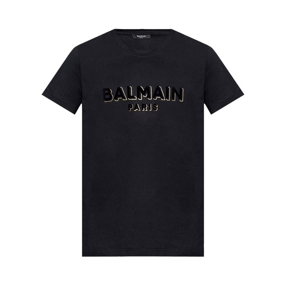 Balmain Flock And Foil T-Shirt Black/Silver