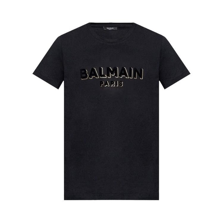 Balmain Flock And Foil T-Shirt Black/Silver
