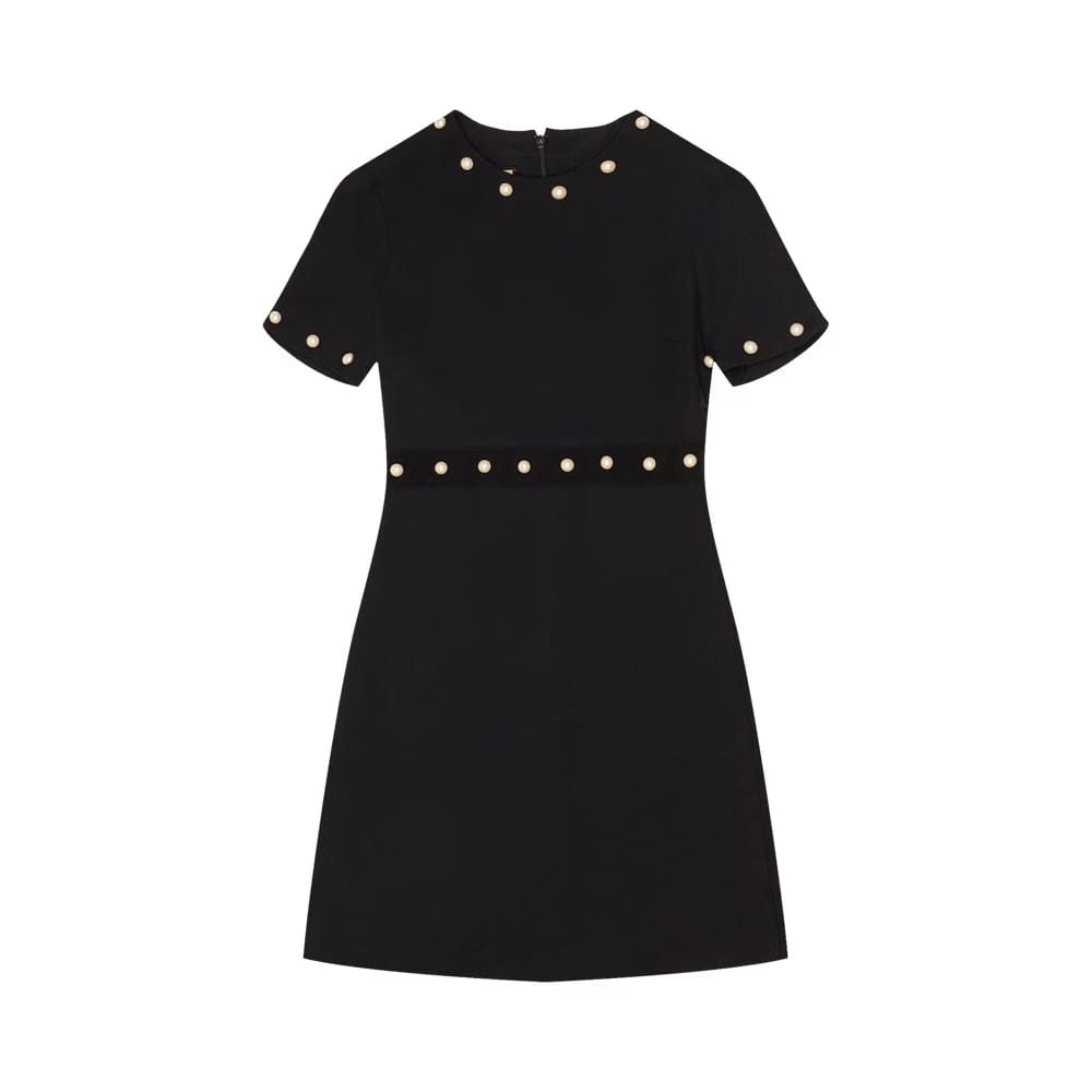 Gucci Pearl Button Dress Black