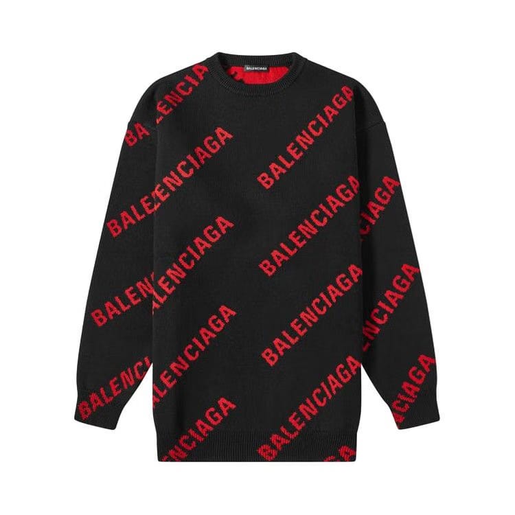 Balenciaga Allover Logo Crewneck Black/Red
