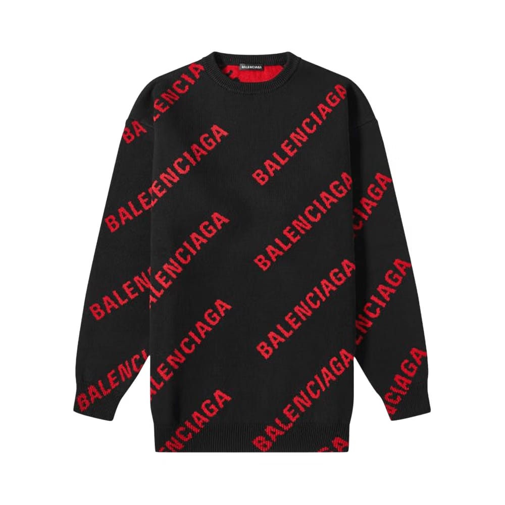 Balenciaga Allover Logo Crewneck Black/Red