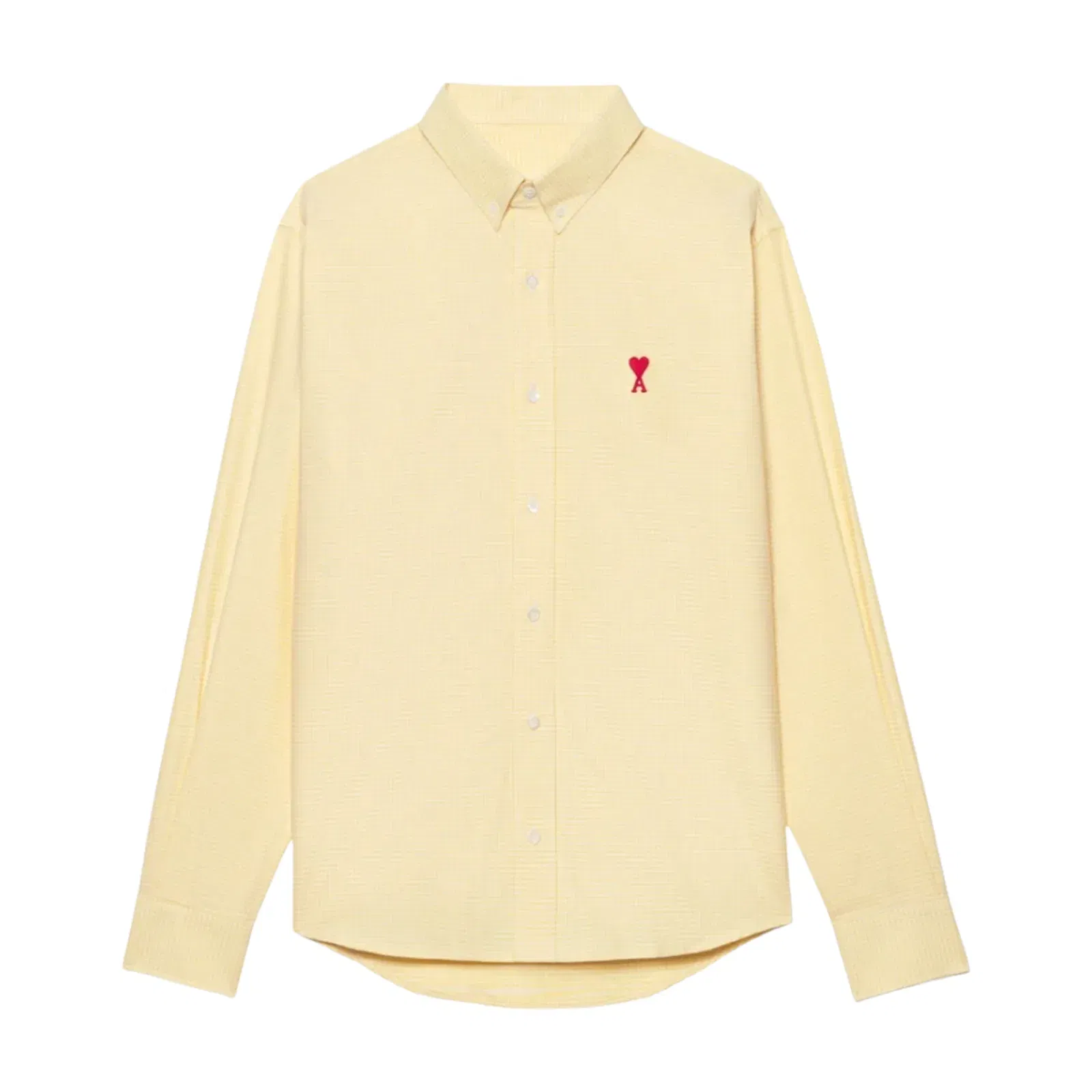 AMI Paris Ami De Coeur Button Down Cotton Shirt Yellow