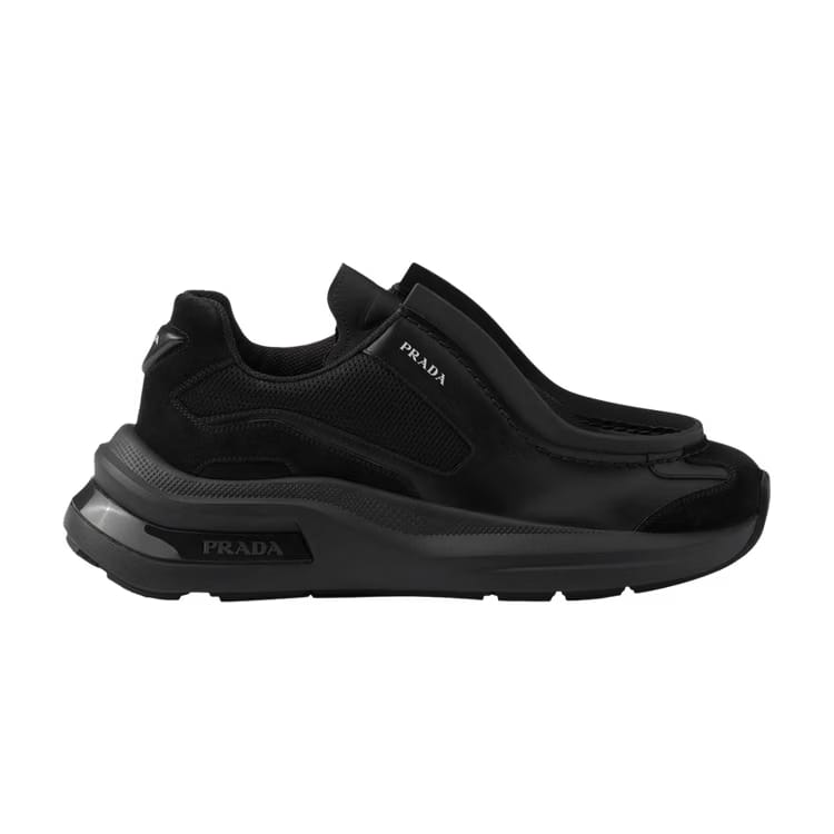 Prada Systeme Brushed Leather Sneaker Black