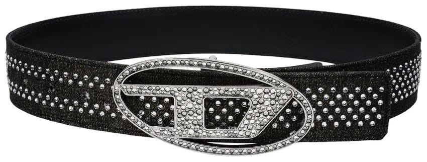 Diesel Denim Crystal Buckle Belt Black
