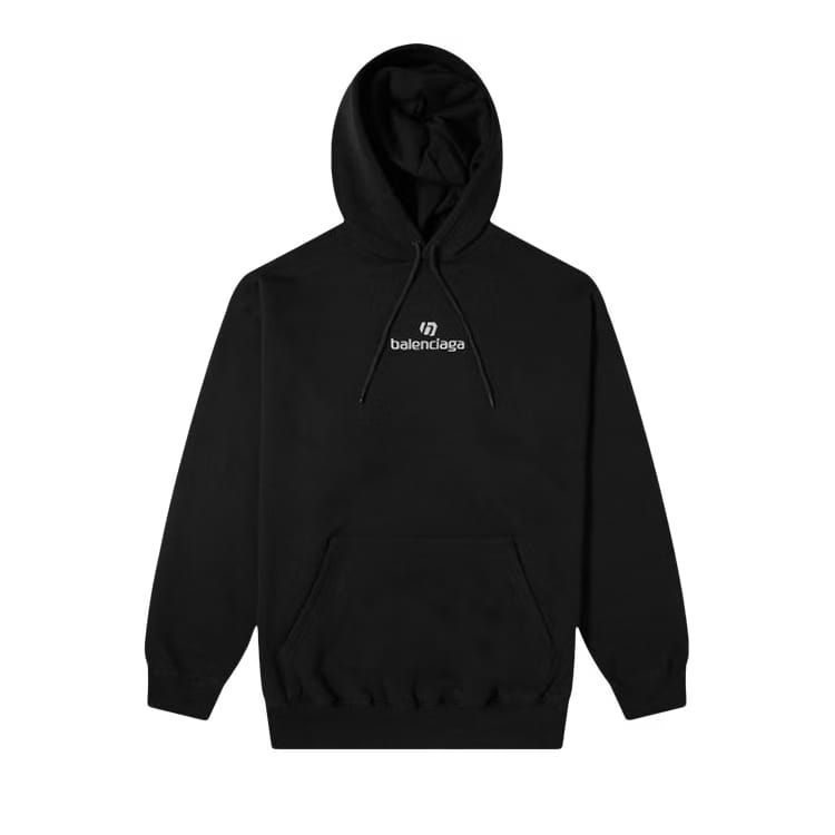 Balenciaga Sponsor Logo Medium Fit Hoodie Black/Chalky White