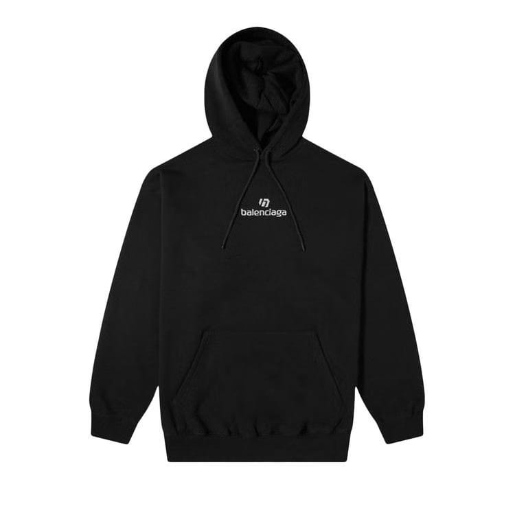 Balenciaga Sponsor Logo Medium Fit Hoodie Black/Chalky White