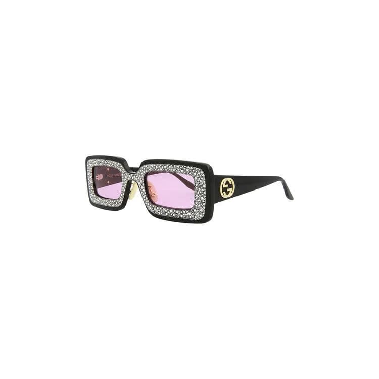 Gucci Rectangular Frame Sunglasses Black/Pink