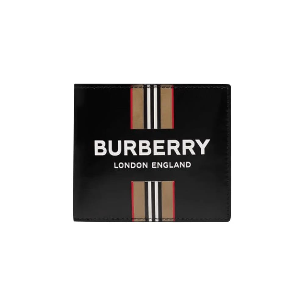 Burberry Icon Stripe Logo Billfold Wallet Black