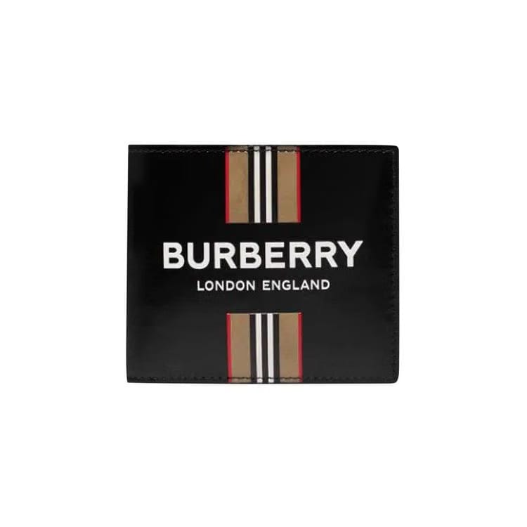 Burberry Icon Stripe Logo Billfold Wallet Black