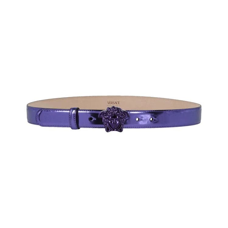 Versace Medusa Metallic Leather Belt Deep Orchid