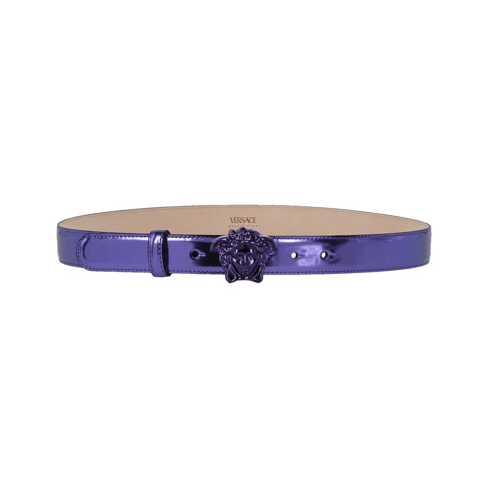 Versace Medusa Metallic Leather Belt Deep Orchid