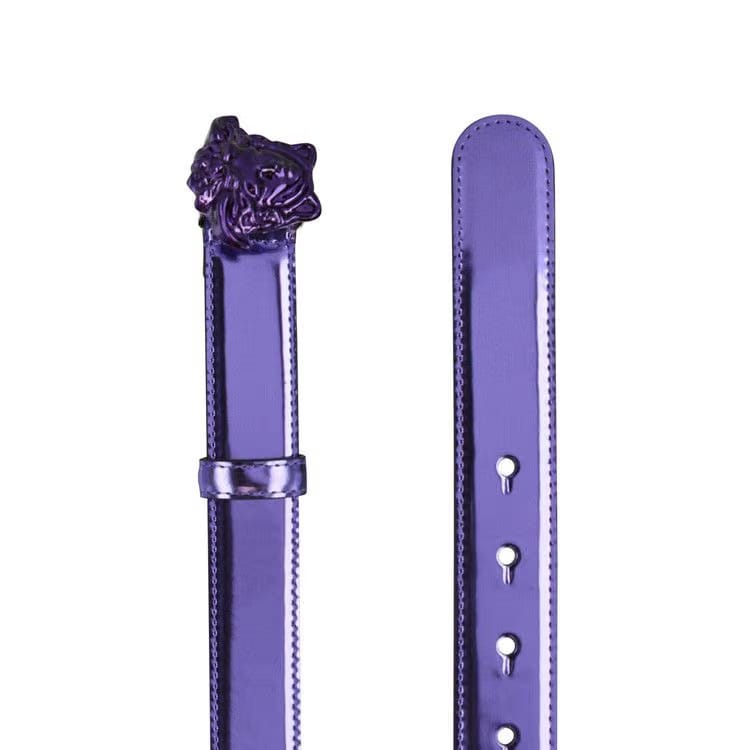 Versace Medusa Metallic Leather Belt Deep Orchid