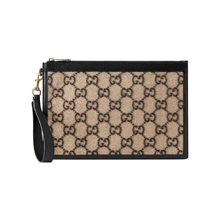 Gucci GG Supreme Wool Pouch Beige
