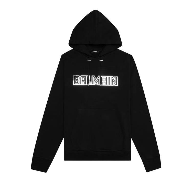 Balmain Silver Embossed Hoodie Noir/Argent