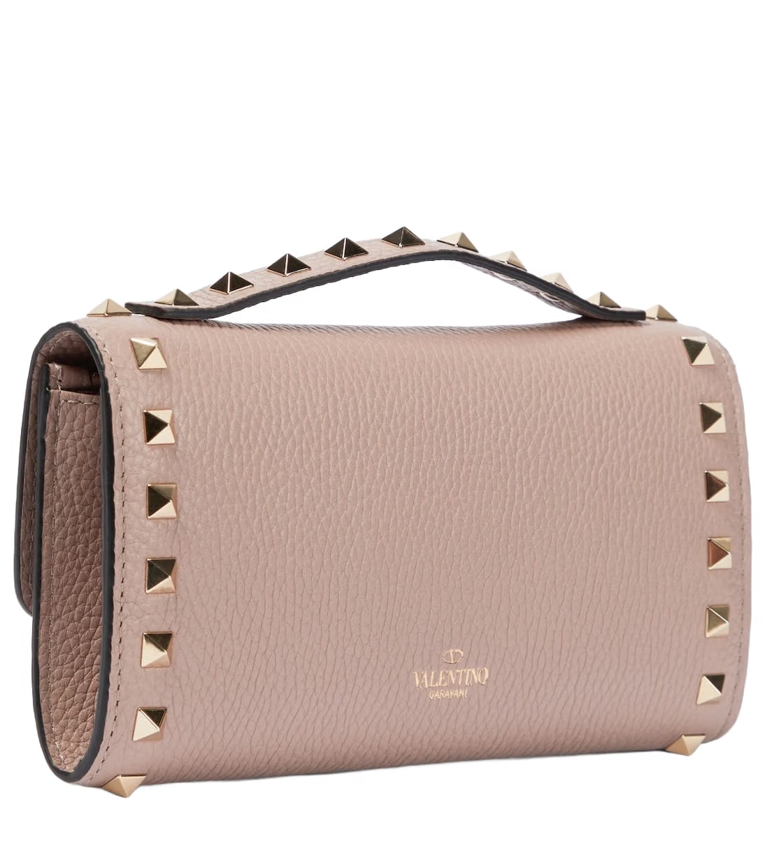 Valentino Garavani Rockstud Mini leather wallet on chain pink