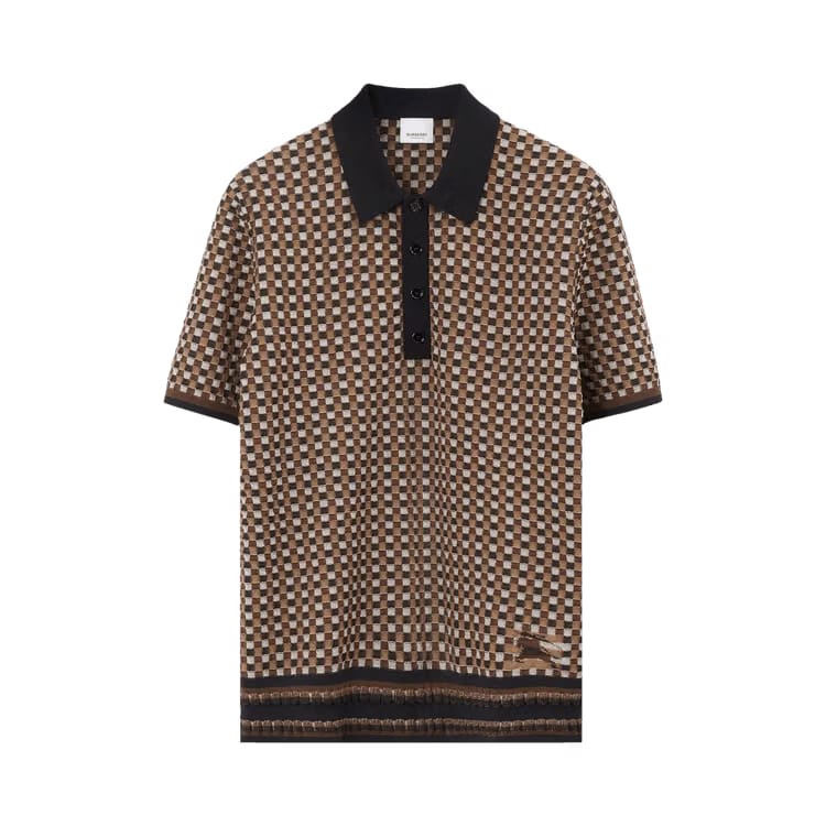 Burberry Logo Embroidered Polo Shirt Dark Birch Brown